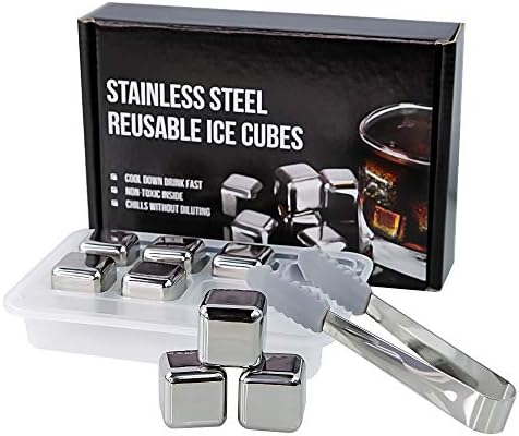 Personalized 8 PCS Food Grade Stainless Steel Ice Cubes High Cooling Technology Whiskey Stones Gift Set with Tong-Reusable Ice Cubes Best Man Gift