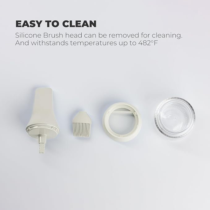 Zuutii Oil Dispenser with Silicone Brush for Cooking,Glass Oil Bottle with Heat Resistant Basting Brushes for Baking, Food Brush for Grilling, Butter, BBQ Sauce，Dishwasher Safe,4.4oz,Light Cream