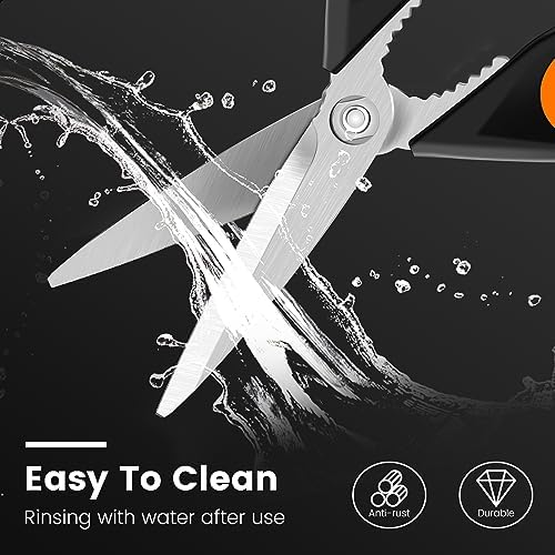 1 Pack Sharp Kitchen Scissors Set with Magnetic Holder, Yellow