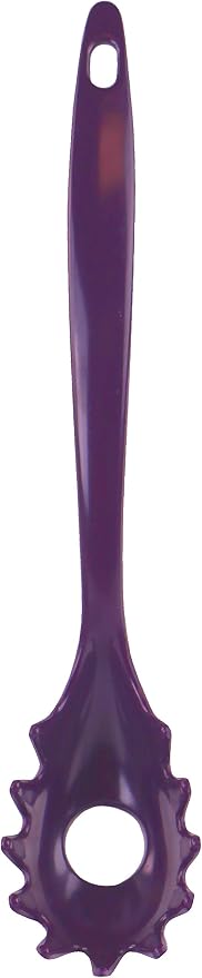 Spaghetti Spoon, Pasta Server, Fork with Ergonomic Handle, Heat Resistant, BPA Free,11.5 inch Melamine Utensil by Reston Lloyd, 6 piece set, Plum