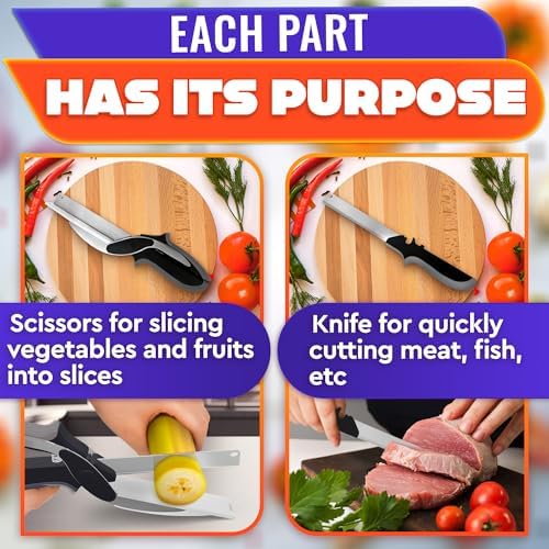 2 in 1 Kitchen Scissors for Food with Knife Sharpener (Grey)