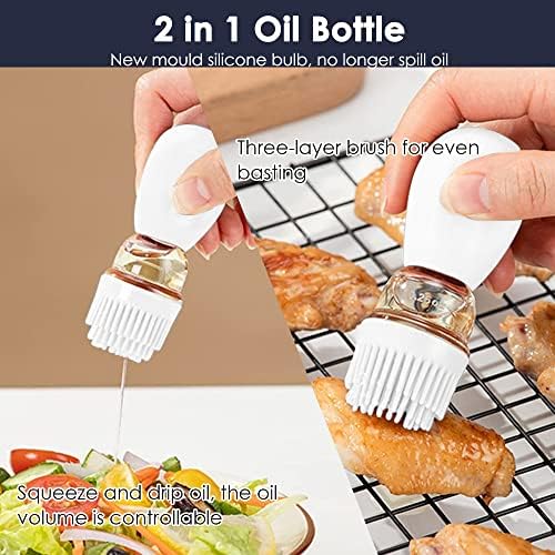 Oil Dispenser with Brush - Glass Olive Oil Dispenser Bottle with Silicone Basting Brush for Kitchen Cooking Vinegar Frying Baking, T-OB21S, Black