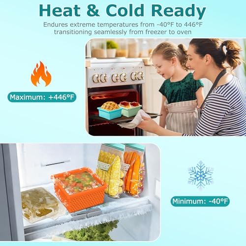 Silicone Freezer Molds for Soup Cube - 2-Cup Freezer Storage Container Tray with Lid,4 Pack Stackable Ice Cube Trays for Portion Control,Food Storage Meal Prep,Oven & Dishwasher Safe