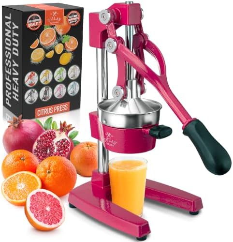Zulay Kitchen Cast Iron Juicer - Heavy Duty Orange Juicer with Detachable Strainers for Easy Cleaning, Citrus Press for Citrus Fruits, Perfect for Bartenders, Juice Lovers & Health Enthusiasts