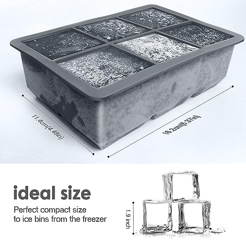 Excnorm Silicone Ice Cube Trays, 3‑Pack Large Square Molds with Lid