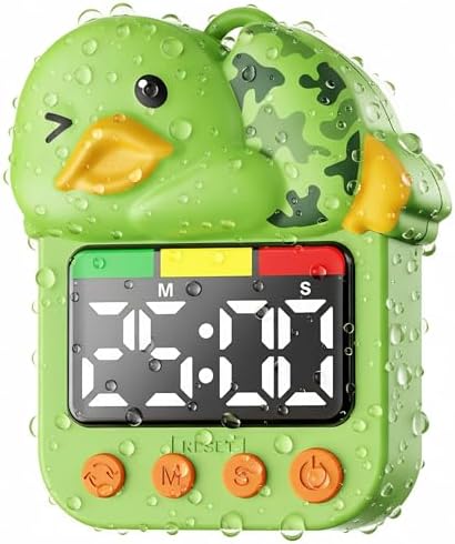 Shower Timer Waterproof Visual Timer for Kids - 99 Min Duck Shaped Digital Toddler Timer with Color Countdown Rechargeable Potty Training Shower Clock for Bathroom Toilet & Kitchen