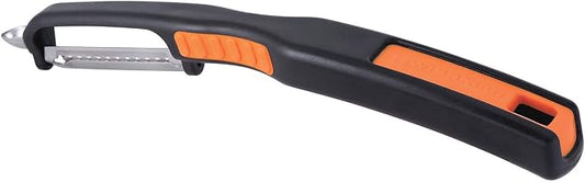 Swissmar Swiss Non-Slip Double Edge Straight Peeler - Easy-Grip Stainless Steel Peeler - Versatile Kitchen Tool, Ideal Potato Peeler, Veggie Peeler & more - Black & Orange