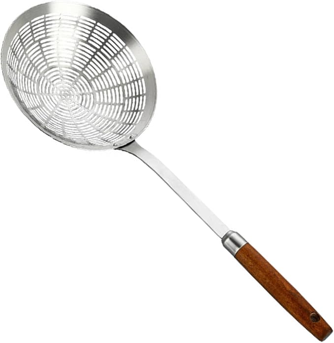 Large Bowl Slotted Spoon Comfortable Grip Handle Skimmer Ladles for Draining and Cooking Metal Kitchen Utensils Tool Restaurant Tool