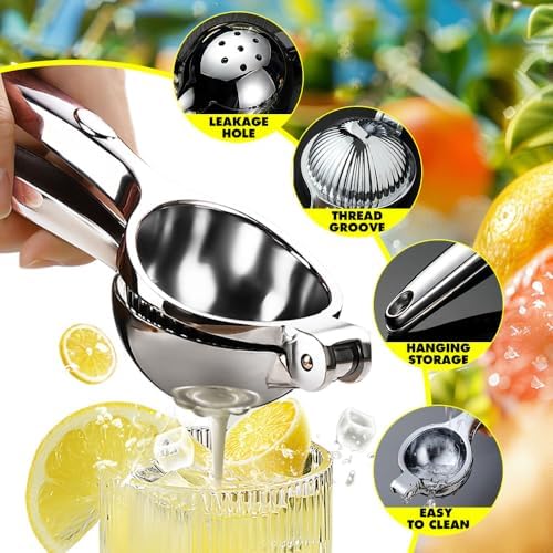 Lemon Squeezer Stainless Steel,Manual Citrus Juice Press Squeezer for Lemons Orange and Limes,Handheld Citrus Squeezer Squeeze Out as Much Juice as Possible (1PC)