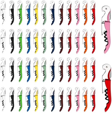 50 Pack Colorful Wine Key Corkscrew, Stainless Steel Waiter's Opener