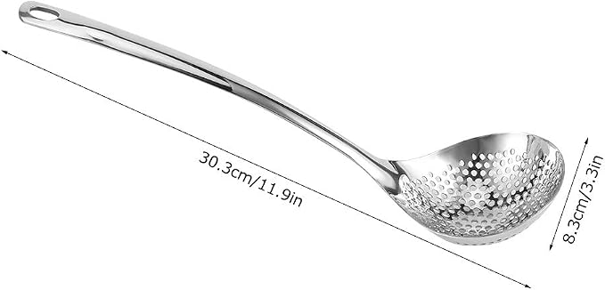 Stainless Steel Skimmer, Skimmer Slotted Spoon, Slotted Spoons, kitchen spoons for cooking, Strainer Ladle with Long Handle For Draining & Frying