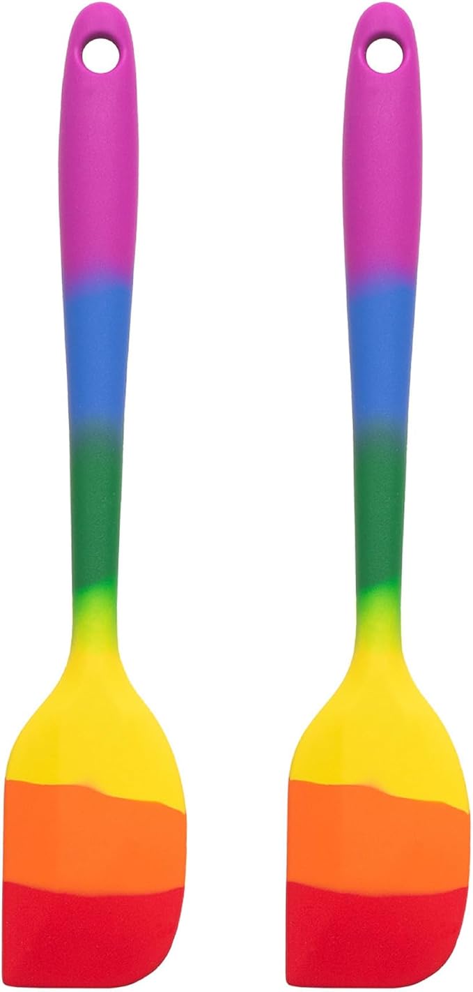 Cooking With Pride Non-Stick Mini Scraper Spatula, Heat-Safe Silicone With Iron Core, 8.5-Inch, Set of 2