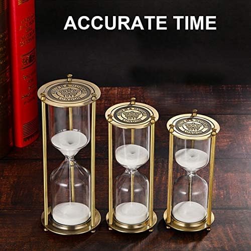 SuLiao Hourglass 60 Minute Timer, Vintage Brass Sand Clock, Unique Metal Watch, Antique Glass with White Sand for Home, Desk, Office, Gifts, Decor