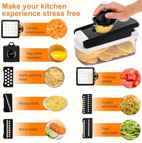 14 in 1 Vegetable Chopper Efficient Veggie Chopper with Container Practical Food Chopper Multifunctional Kitchen for Salad Potato Carrot Garlic