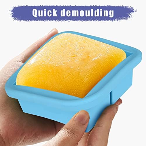 Soup Freezer Tray Silicone Freezer Tray with Lid - Easy Release Molds Containers for Food Storage & Freeze Soup, Broth, Stew or Sauce (1-Hole 4 Pack Thin)