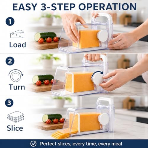 Cheese Cutter Storage Container, ABS Multifunctional Cheese Chopper Grater Cutting Tool with Stainless Steel Blades, Butter Slicer Cutter Container Box for Home Kitchen
