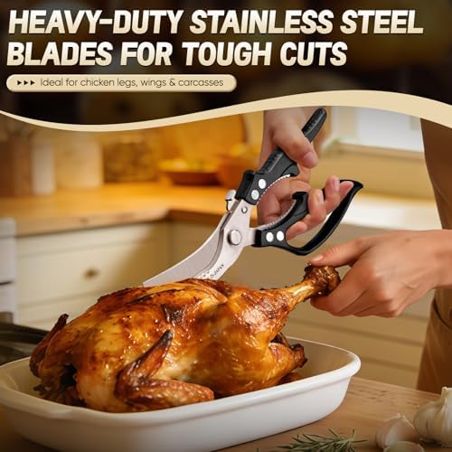 Freelander Kitchen Shears Set Black - All Purpose Heavy Duty Poultry Shears