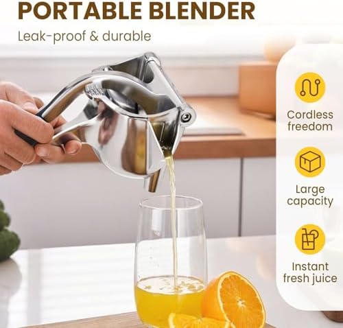 Aluminum Alloy Fresh Fruit Juice Extractor,Hand Juicer Squeezer Lemon Juicer Manual Hand Press with Ergonomic Grip, Easy to Clean for Orange Citrus Pomegranate Lime Grapefruit Home Kitchen (Silver)