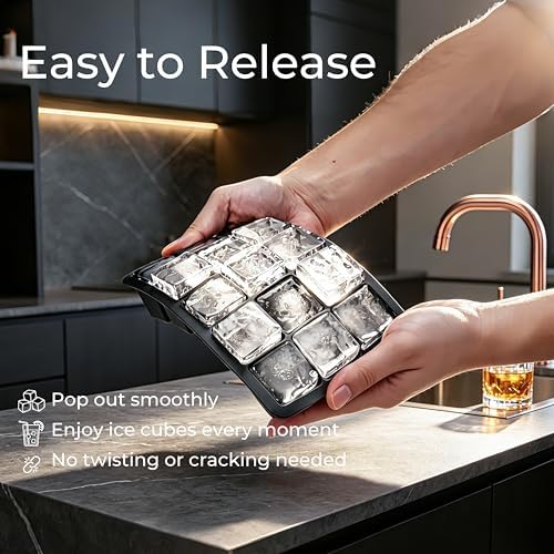 Silicone Ice Cube Trays with Lids(2Pack, Black)