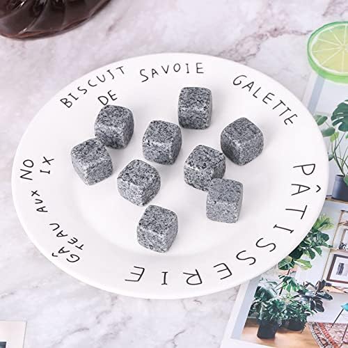 Whiskey Stones Gift Set with 9 Pcs Stones and Box, Reusable Ice Cubes Natural Granite Set Chilling Rocks Stones Beverage Chilling Stones for Drinks Home Bartender Gift for Whiskey Lovers (Gray)