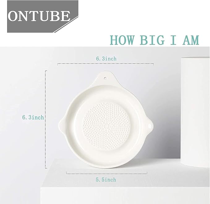 ONTUBE Ceramic Grater Plate for Ginger, Garlic, Onion (5.5" x 2 Pieces)