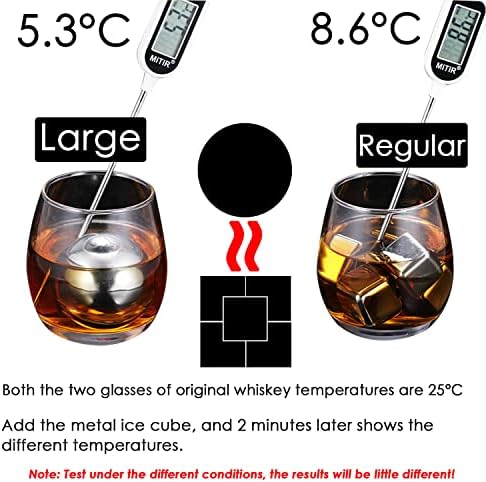Whiskey Stone Gifts Set, Reusable Metal Ice Cubes, XL Large Stainless Steel Whiskey Stone, Refreezable Ice Ball Set with Storage Case, Unique Christmas Bourbon Gifts, Ice Rocks Wine Chiller
