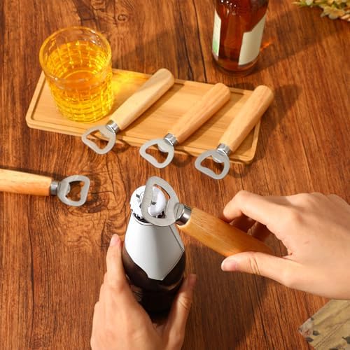20 Pcs Stainless Steel Bottle Opener Bartender Wood Beer Opener Cider Wine Openers with Wooden Handle Engraved Gift Set for Wedding Party Home Kitchen Bar Restaurant