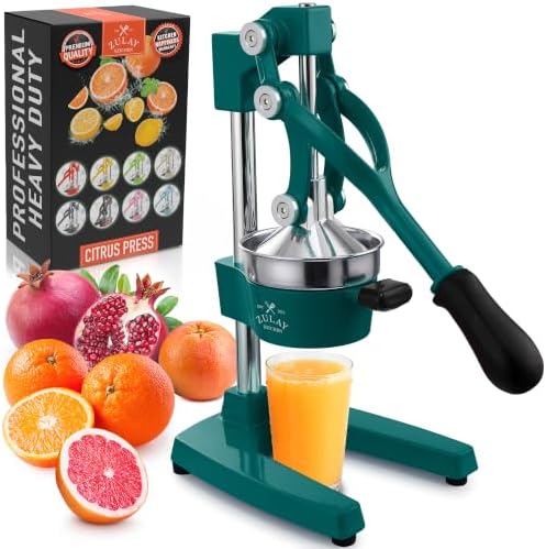 Zulay Kitchen Cast Iron Juicer - Heavy Duty Orange Juicer with Detachable Strainers for Easy Cleaning, Citrus Press for Citrus Fruits, Perfect for Bartenders, Juice Lovers & Health Enthusiasts