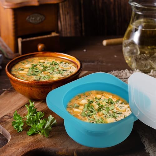 Freezer Soup Tray Silicone Molds - 2 Cup Freezer Cube With Lid,Food Storage Container for Soup Sauce Meal Prep,4 Pack