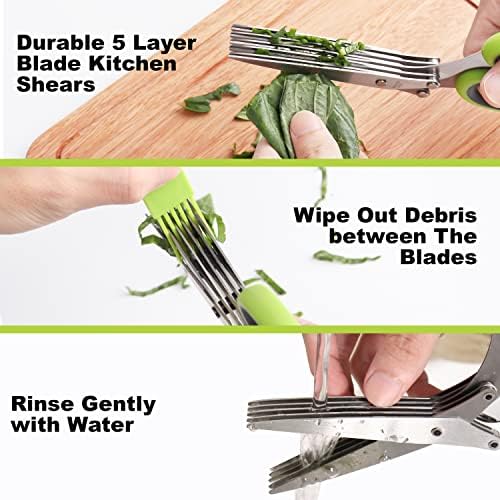 LUVCOSY Herb Keeper Set: 3 Pack Herb Saver+1 Pack Herb Scissors+2 Pack Herb Stripper, BPA-Free Plastic Herb Container for Cilantro, Mint & Asparagus, Keeps Fresh Herbs for 3 Times Longer