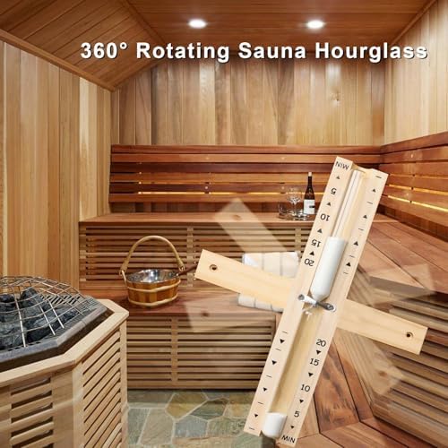 Sauna Sand Timer, Rotatable Wooden 20 Min Heat‑Resistant Hourglass Sand Clock for Sauna SPA, White
