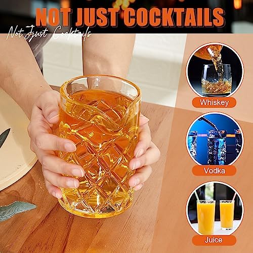 Dandat 6 Pcs 17 oz Cocktail Mixing Glass Thick Base Stirring Glass, Grid