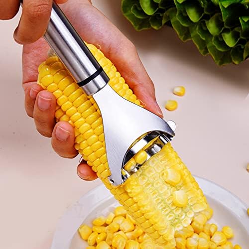 4PCS Magic Corn Cutter Peeler, Corn Stripper Cob Stripper Tool Premium Stainless Steel Corn Thresher Cob Remover Tool with Ergonomic Handle for Kitchen