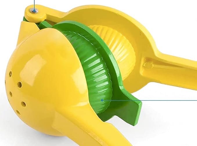 SOL - Metal Juice Press 2-in-1 Lemon Lime Squeezer Press – Manual Squeezer, Max Extraction Manual Citrus Juicer, Resistant to Moisture, Non-Slip Handle - Yellow, Green