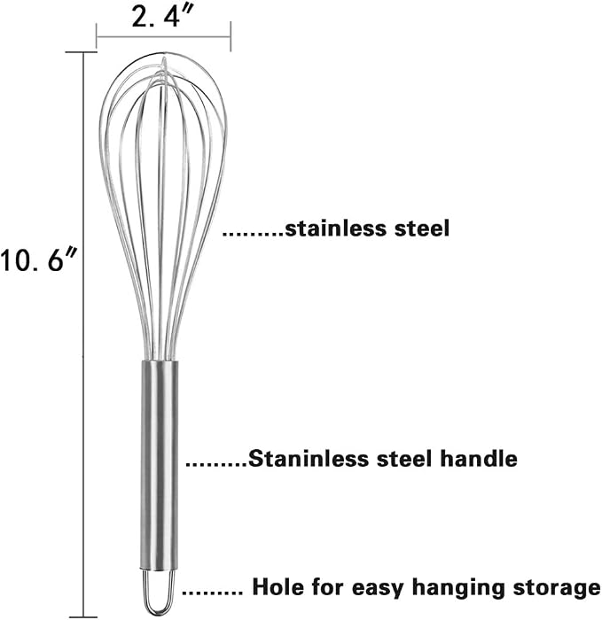 Stainless Steel Wire Whisk Set – 3 Pack, 10 Inch Balloon Whisk