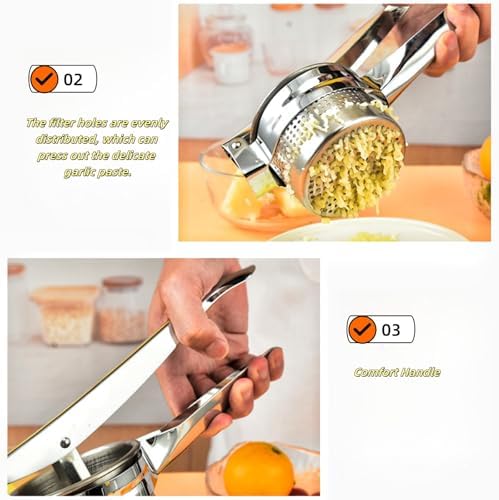 Heavy Duty 430 Stainless Steel Potato Masher Potato Press Potato Ricer with Comfortable Handle Kitchen Gadget