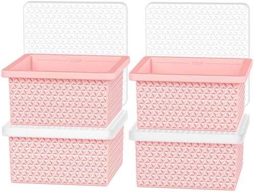 Silicone Freezer Molds for Soup Cube - 2-Cup Freezer Storage Container Tray with Lid,4 Pack Stackable Ice Cube Trays for Portion Control,Food Storage Meal Prep,Oven & Dishwasher Safe