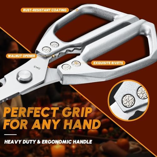 Huusk Heavy Duty Kitchen Shears, 2 Pack Japanese Steel Kitchen Scissors