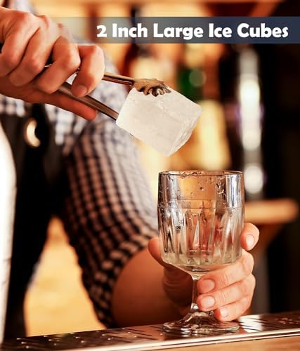 2Pack Silicone Square and Round Ice Cube Trays for Freezer - Sphere, Rose, Diamond Ice Molds for Whiskey, Cocktails & DIY, Gray
