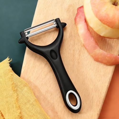 4 Pack Vegetable Potato Peeler for Kitchen,Ergonomic Soft-Touch Handle-Black (Black, 4 Pack)