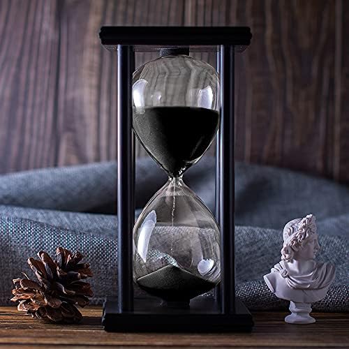 BELLAWARE Hourglass Timer with Black Sand, 45 Minute Wooden Sand Timer