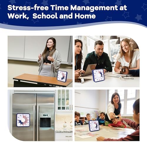 TWENTY5 SEVEN Countdown Timer 7.5 inch; Patriotic 60 Minute 1 Hour Visual Timer, Classroom Teaching Tool Office Meeting, Mechanical Magnetic Countdown Clock for Kids Exam Time Management, Blue