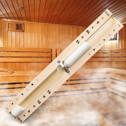 Sauna Hourglass Sand Timer 15 Minute, Heat Resistant 15 Min Wood White Clock, Sand Watch, Rotating Large Reloj De Arena, Wooden Hour Glass Sandglass for Sauna Room