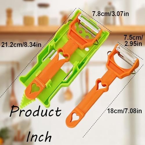 Pelador Multifuncional 2-En-1, Set Patient Peeler, Vegetable Peeler Julienne Cutter, Lemon Squeezer, 3 in 1 Multifunctional Kitchen Tool, for Fruits and Vegetables Potato Spiralizer(3)