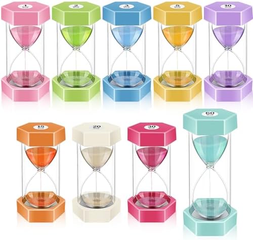 Yunsailing 9 Packs Sand Timer Hourglass 1-60 Minutes Visual, Macaron Colors