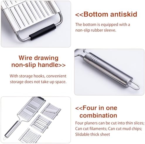 7 in 1 Multi-Purpose Vegetable Slicer Set, Handheld Vegetable Slicer with 4 Interchangeable Blades, Kitchen Tool Shredders Cutters Grater for Vegetable Fruits, Medium