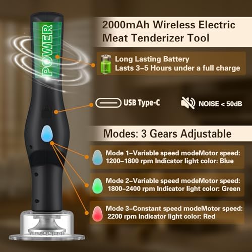 Electric Meat Tenderizer, Handheld Cordless Electric Heavy Duty Meat Tenderizer Hammer, 37 Stainless Steel Sharp Needles Kitchen Tenderizer for Steak, Beef, Chicken Chops, Pork Chops