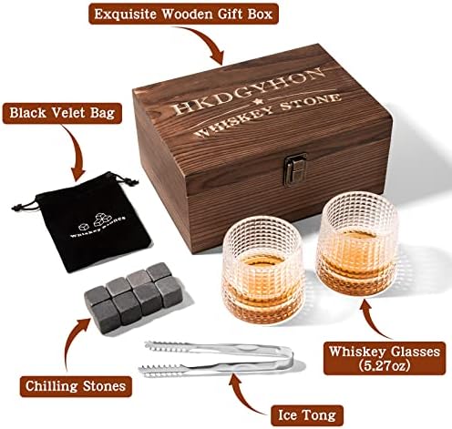 Birthday Gifts for Men, Whiskey Stones Gifts Set for Fathers Day Christmas, Best Gifts for Men Dad Husband Boss Birthday Party Holiday Present