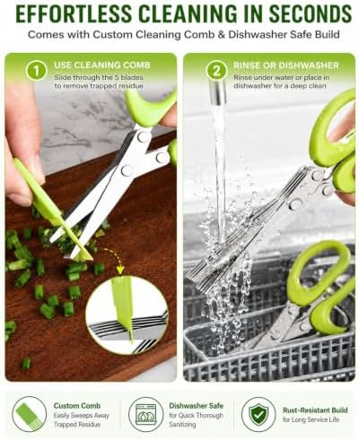 5 Blade Multi Layer Stainless Steel Herb Kitchen Scissors Food Fast Slicing
