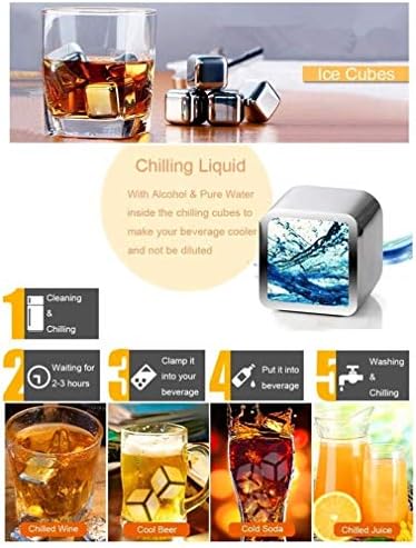 Stainless Steel Square Shaped Whiskey Stones Set Reusable Chilling Rocks Ice Stones Gift for Whiskey Lovers